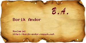 Borik Andor névjegykártya